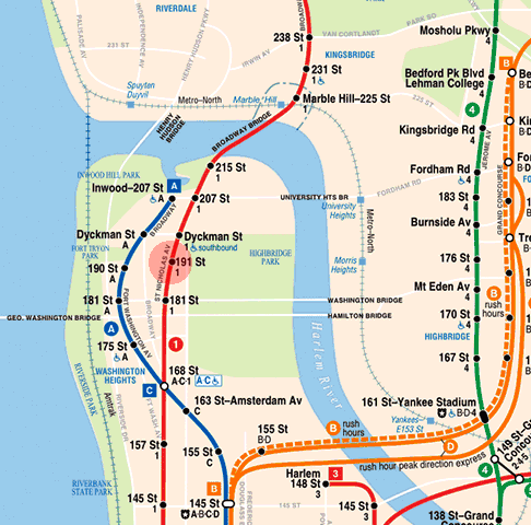 191st Street station map