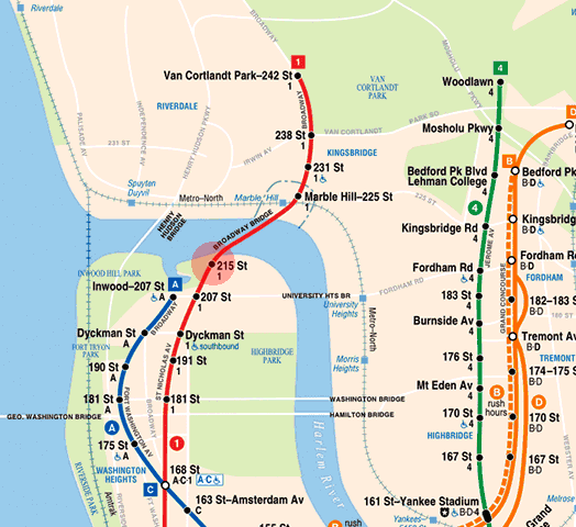 215th Street station map