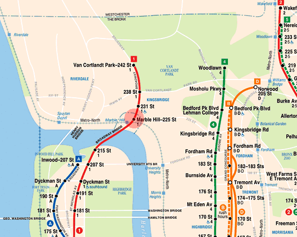 225th Street-Marble Hill station map