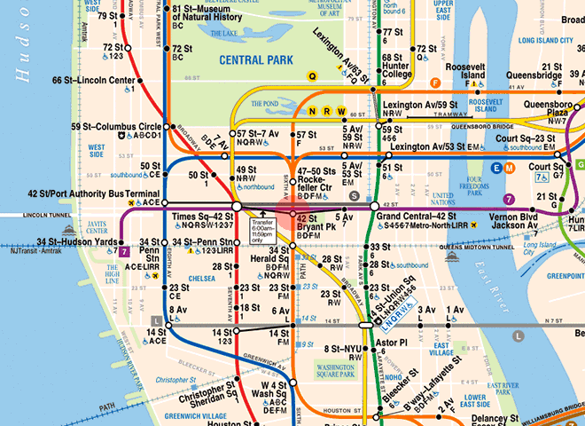 42nd Street-Bryant Park station map