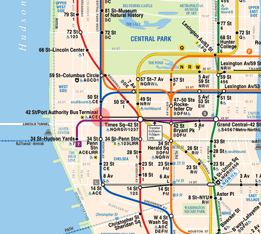 42nd Street Port Authority Station Map New York Subway