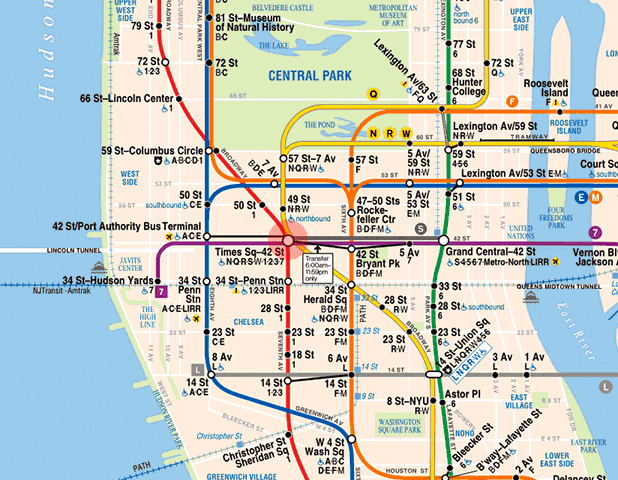 42nd Street-Times Square station map