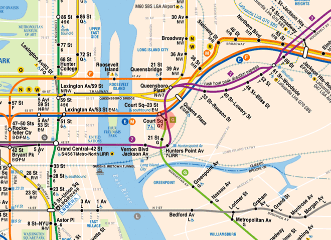 45th Road Court House Square station map New York subway