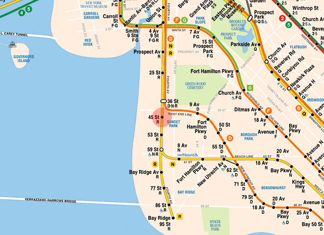 45th Street station map