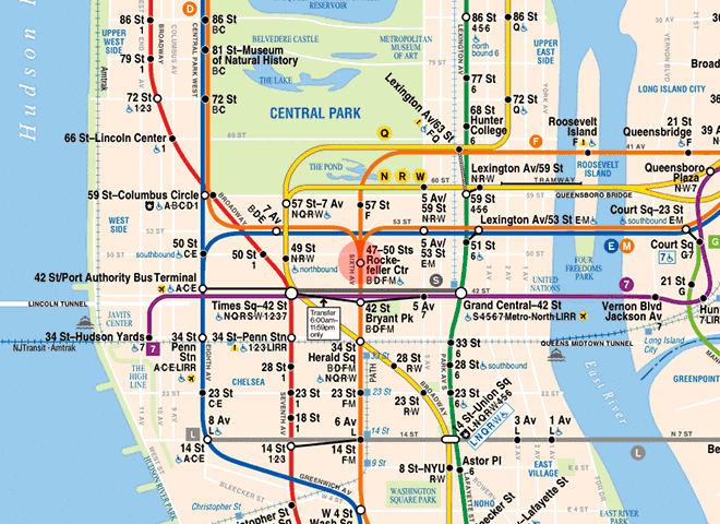 47th-50th Streets-Rockefeller Center station map