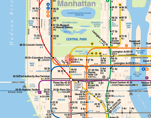 57th Street-Seventh Avenue station map