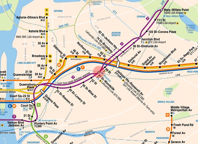 61st Street-Woodside station map