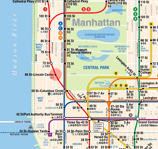 66th Street-Lincoln Center station map