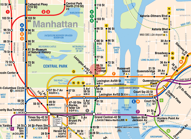 68th Street-Hunter College station map
