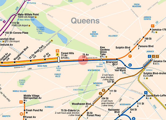 75th Avenue station map