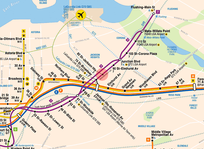 82nd Street-Jackson Heights station map