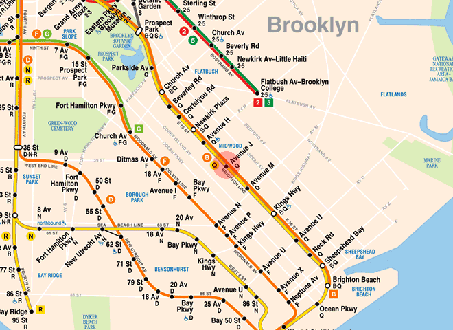 Avenue J station map