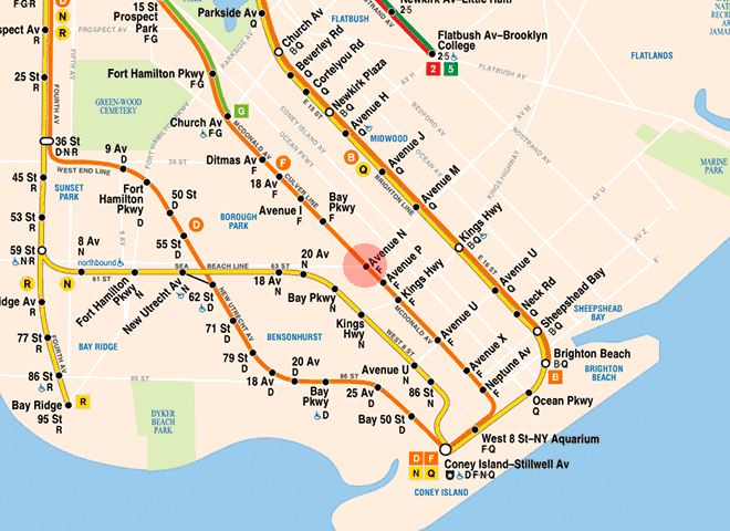 Avenue N station map