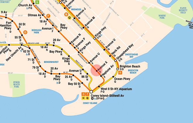 Avenue X station map