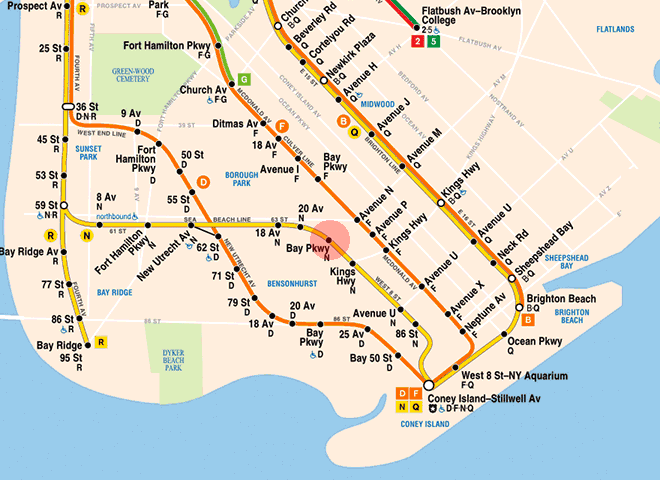 Bay Parkway station map
