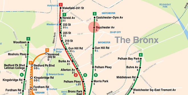 Baychester Avenue station map