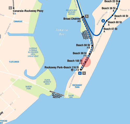 Beach 105th Street station map