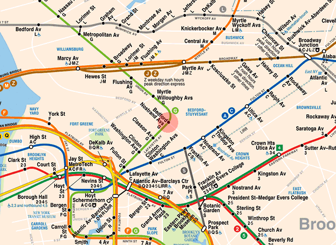 Bedford-Nostrand Avenues station map