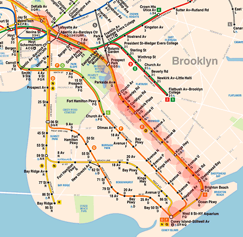 New York subway BMT Brighton Line map