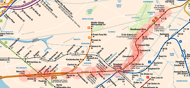 New York subway BMT Jamaica Line map