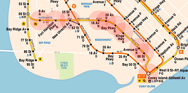 New York subway BMT Sea Beach Line map