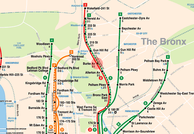 Burke Avenue station map