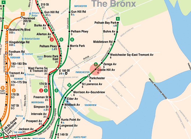 Castle Hill Avenue station map
