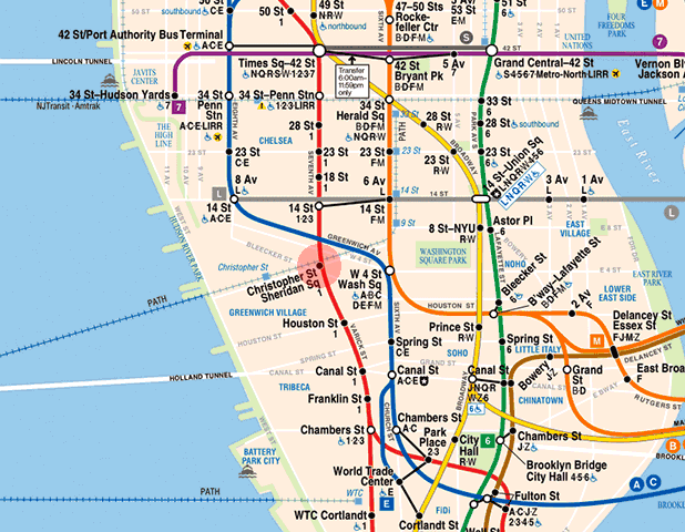 Christopher Street-Sheridan Square station map
