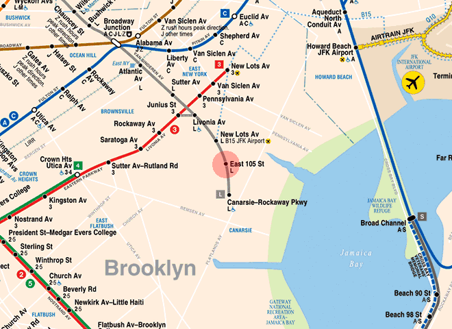 East 105th Street station map