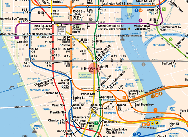 Eighth Street-New York University station map