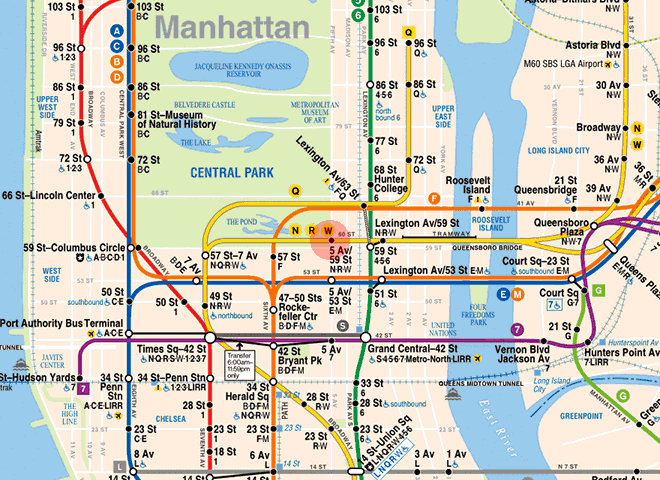 Fifth Avenue-59th Street station map