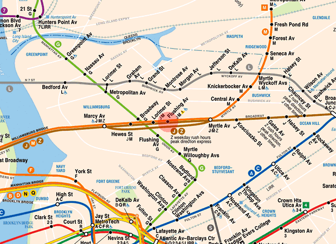 Flushing Avenue station map