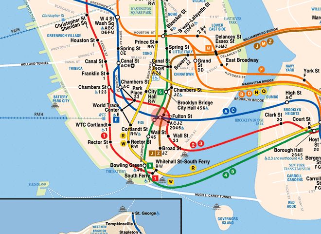 Fulton Street Station Map New York Subway