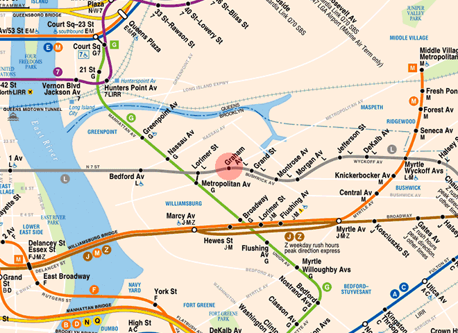 Graham Avenue station map