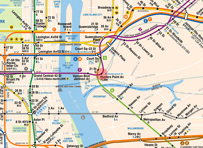 Hunters Point Avenue station map