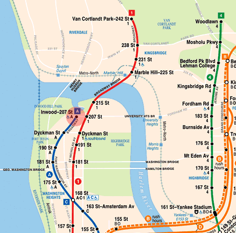 Inwood-207th Street station map