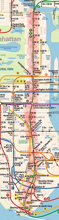 New York subway IRT Lexington Avenue Line map