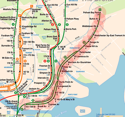 New York subway IRT Pelham Line map