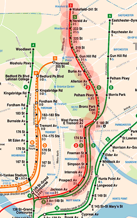 New York subway IRT White Plains Road Line map