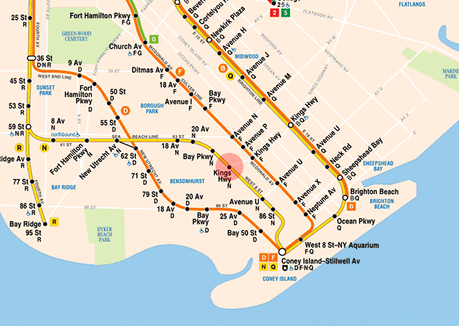 Kings Highway station map