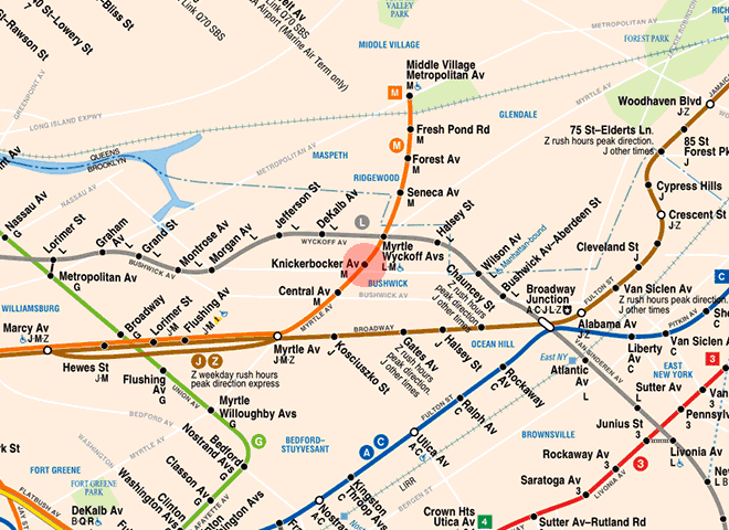 Knickerbocker Avenue station map