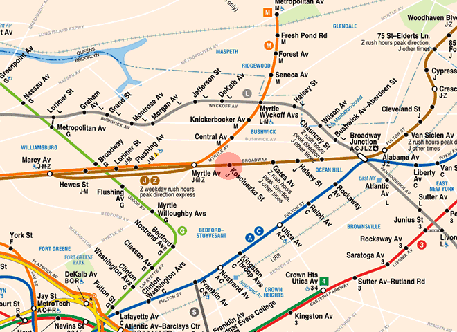 Kosciusko Street station map