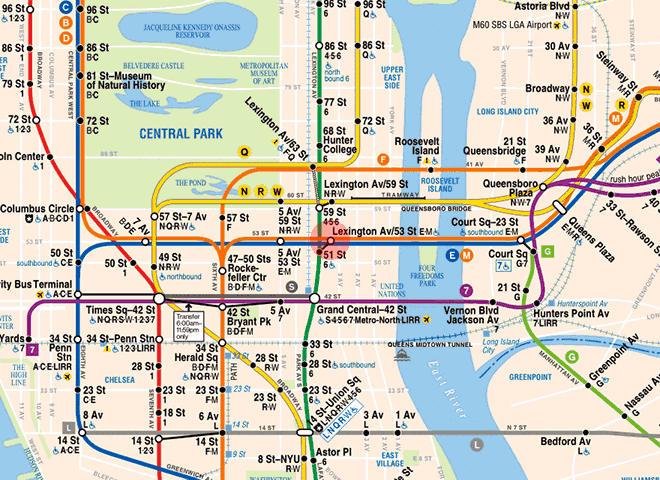 Lexington Avenue-53rd Street station map