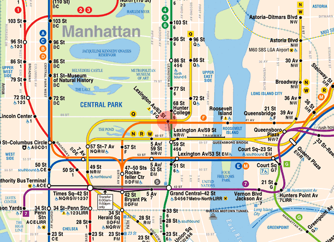 Lexington Avenue-63rd Street station map
