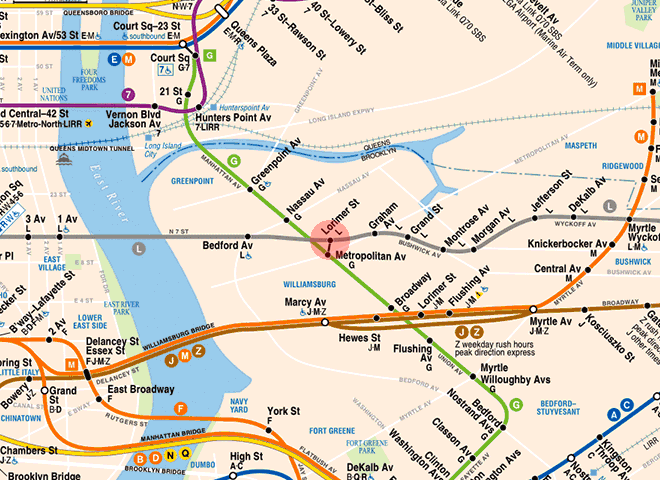Lorimer Street station map