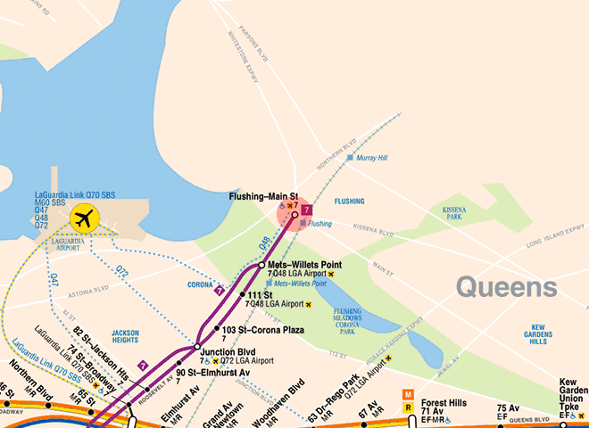 Main Street-Flushing station map