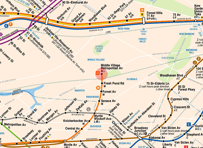 Middle Village-Metropolitan Av station map