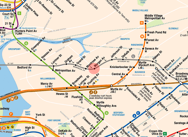 Morgan Avenue station map