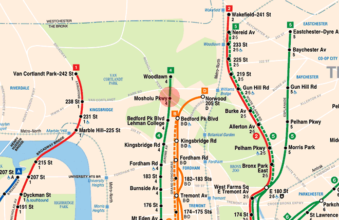 Mosholu Parkway station map