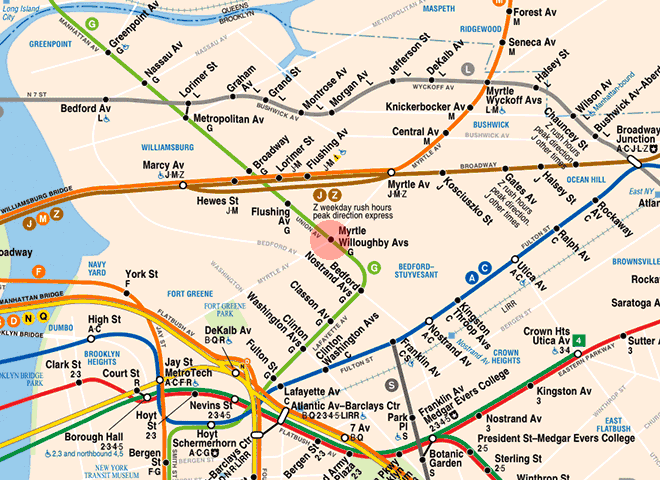 Myrtle-Willoughby Avenues station map